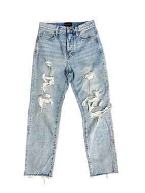 Lucky Brand Distressed High Rise 90s Straight Leg Button Fly Light Wash 4/27